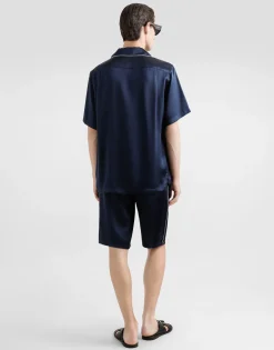Silk satin shirt with logo