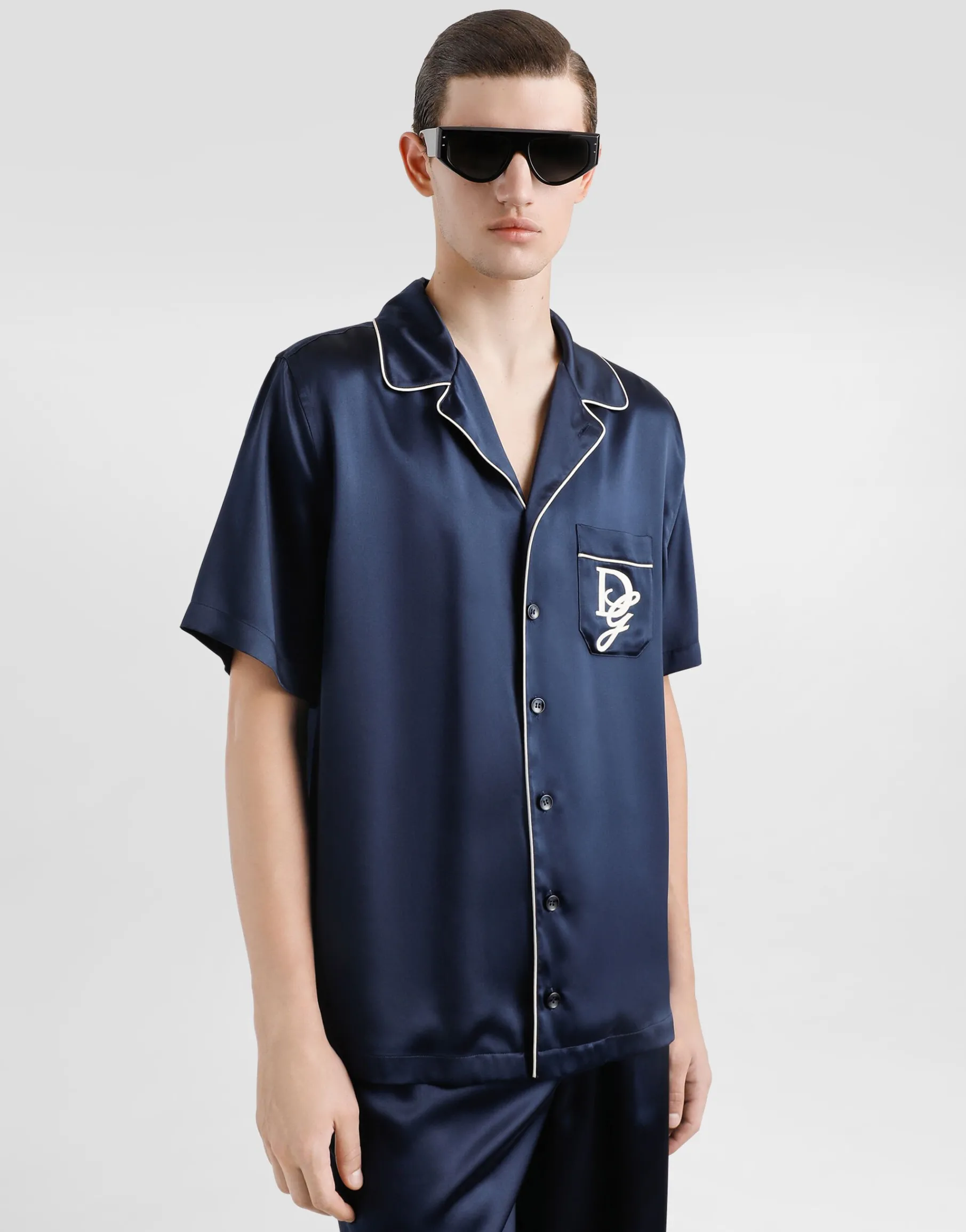 Silk satin shirt with logo