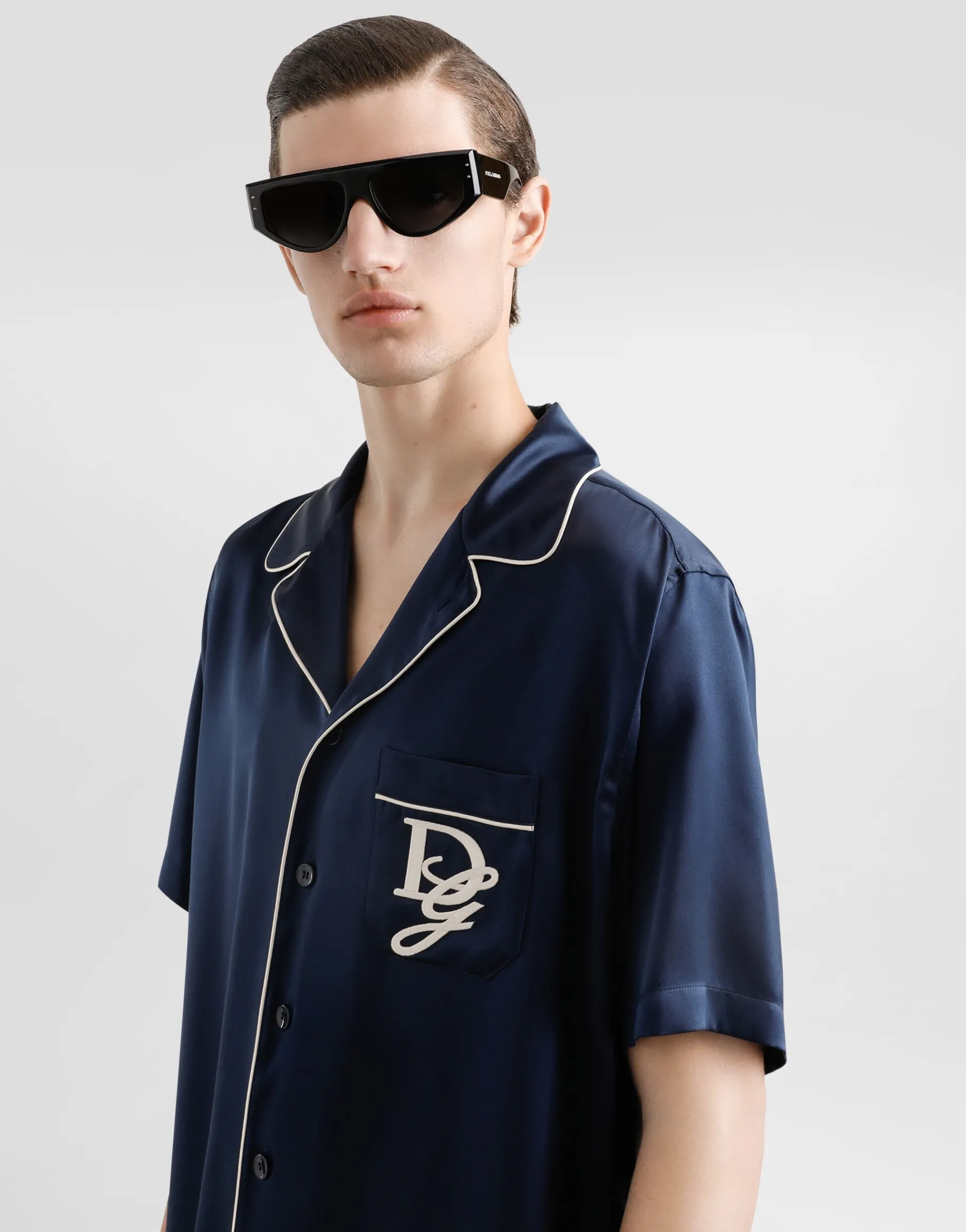 Silk satin shirt with logo