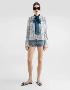 Silk satin shirt with pussy-bow