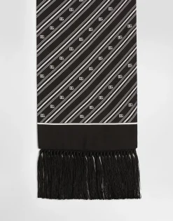 Silk scarf with diagonal and logo print