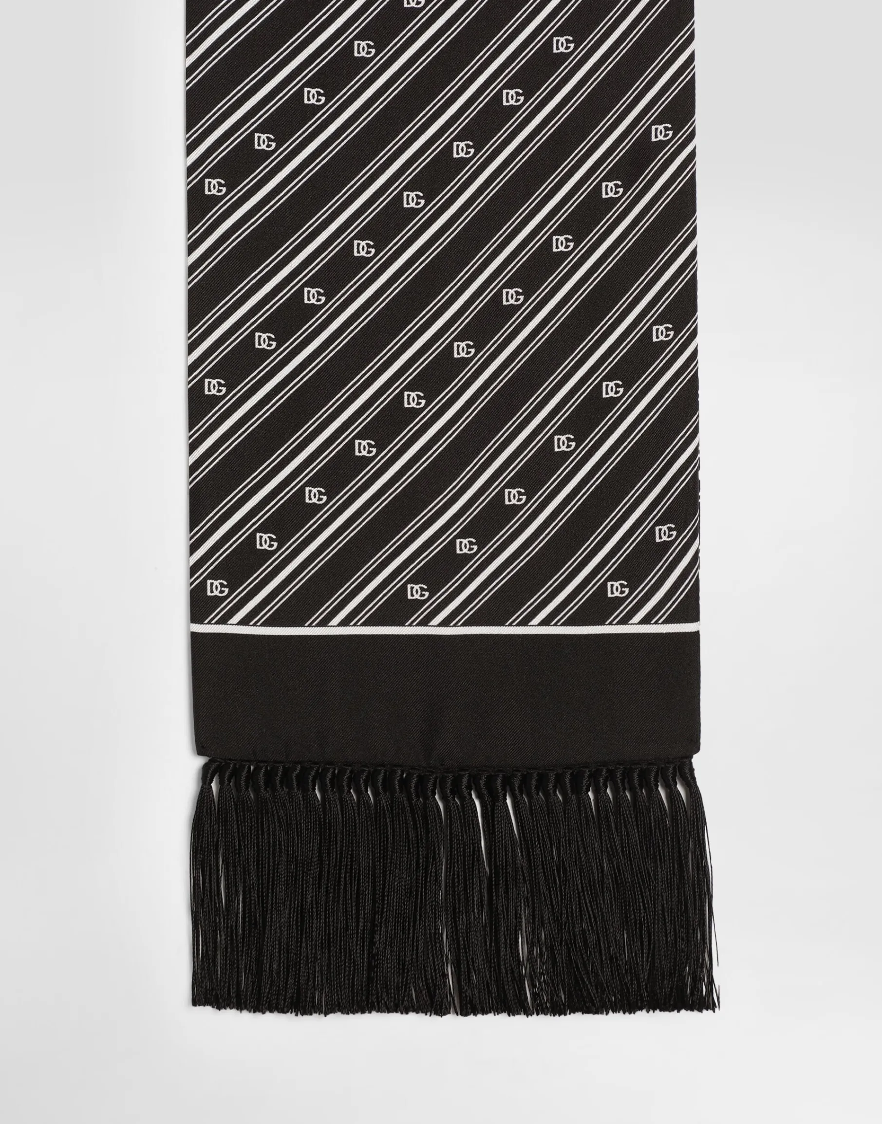 Silk scarf with diagonal and logo print