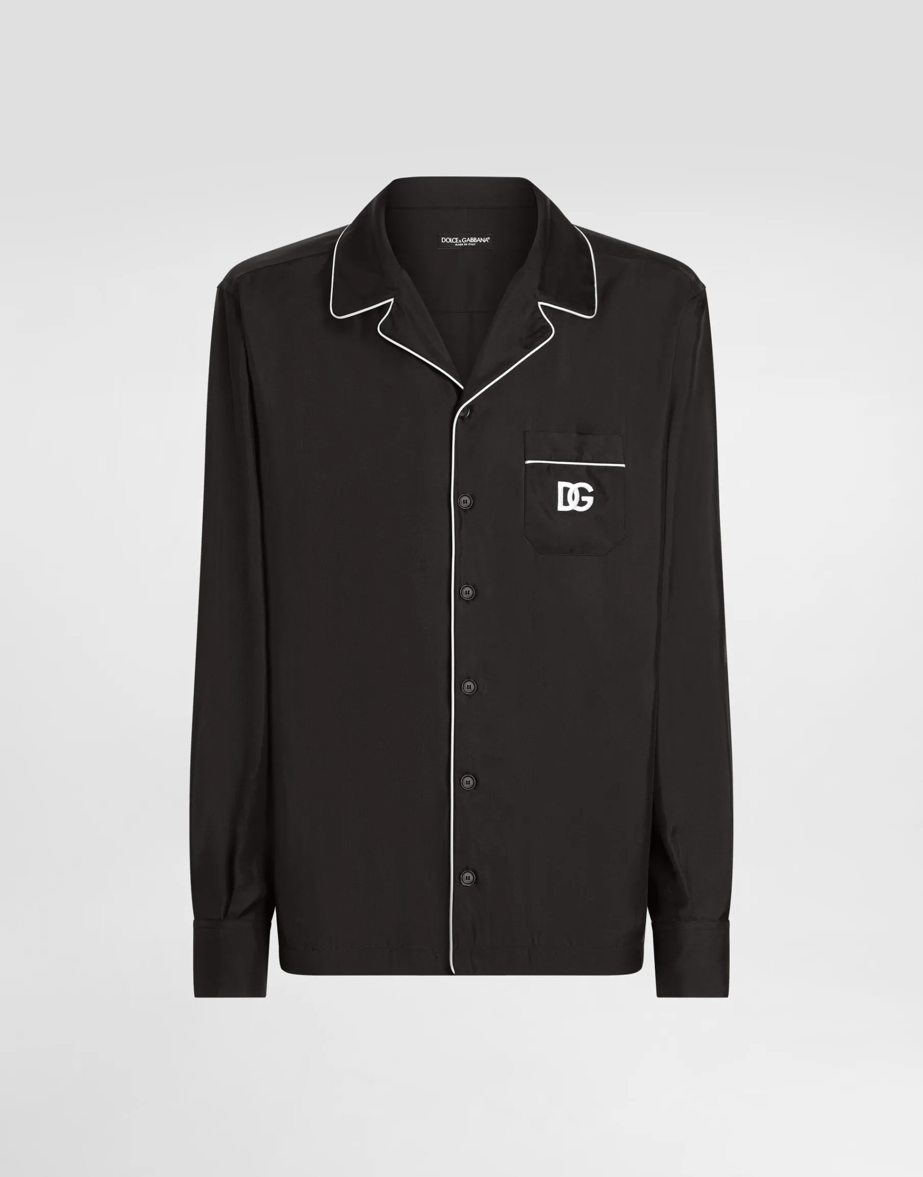 Silk shirt with DG logo-embroidered patch
