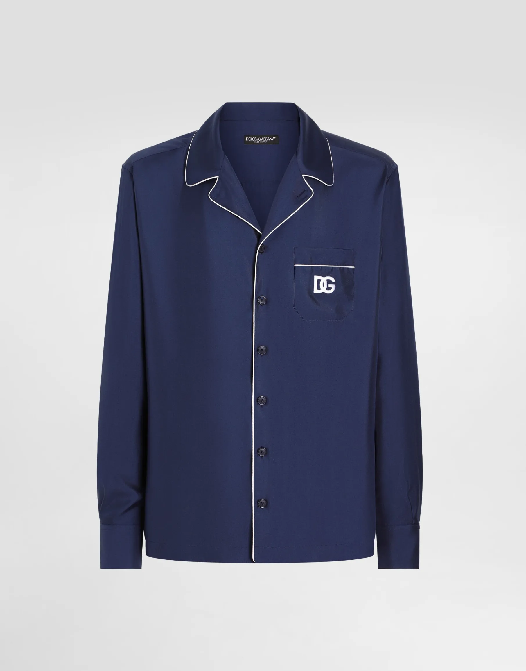 Silk shirt with DG logo-embroidered patch