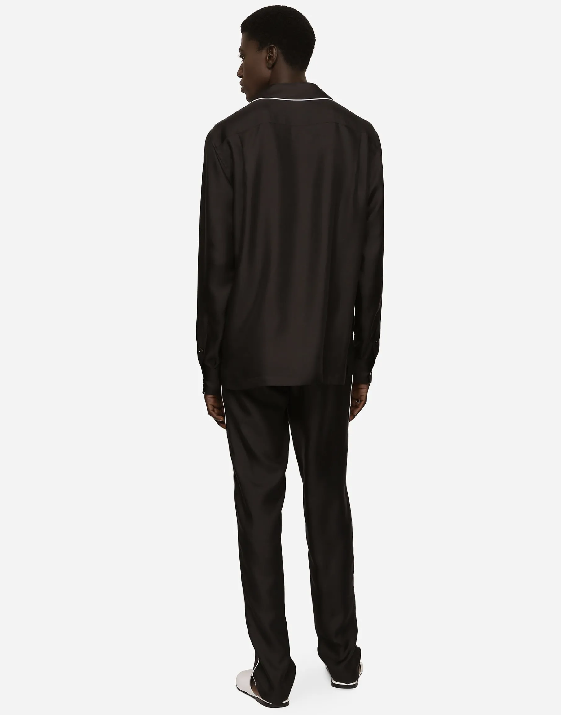Silk shirt with DG logo-embroidered patch