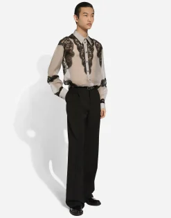 Silk shirt with embroidery