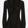 Silk shirt with lace inlay