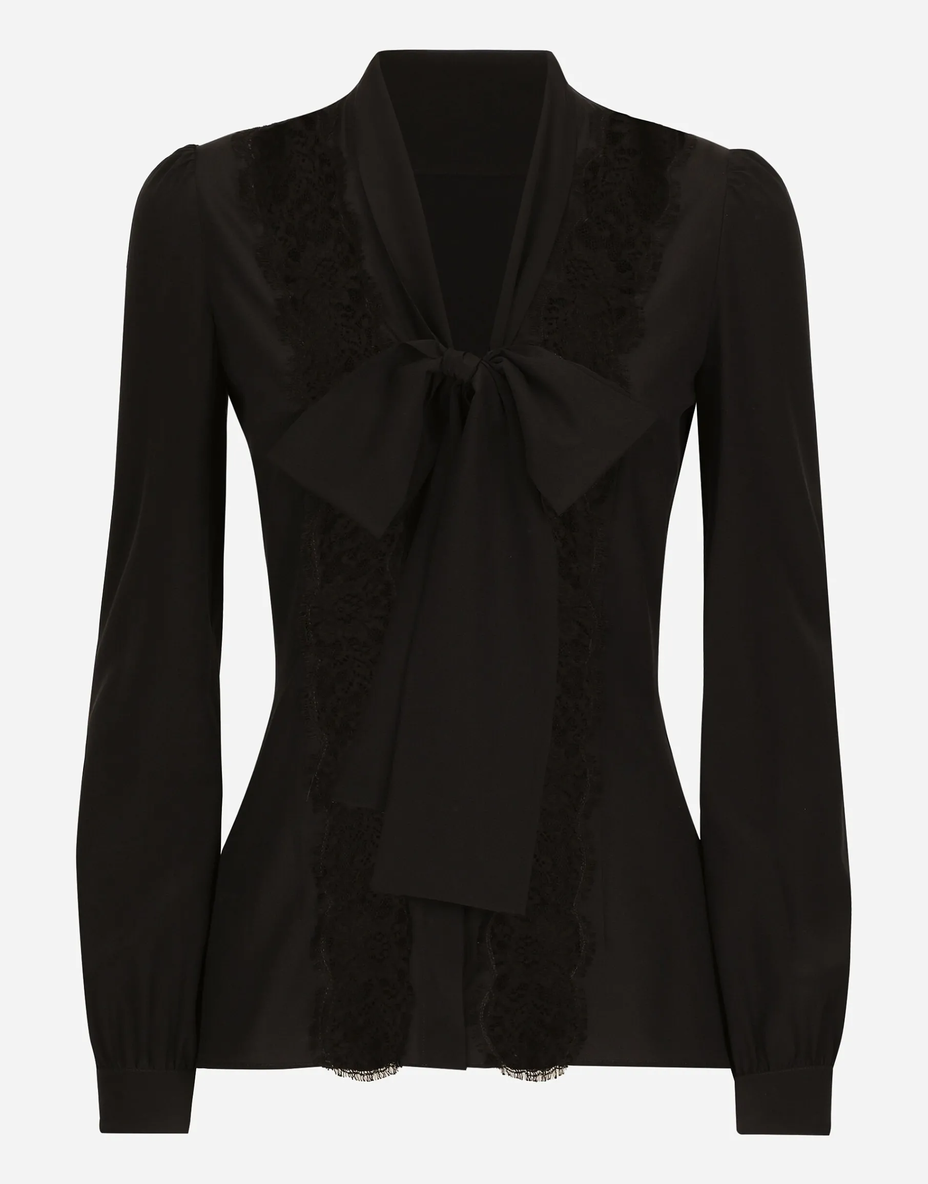 Silk shirt with lace inlay