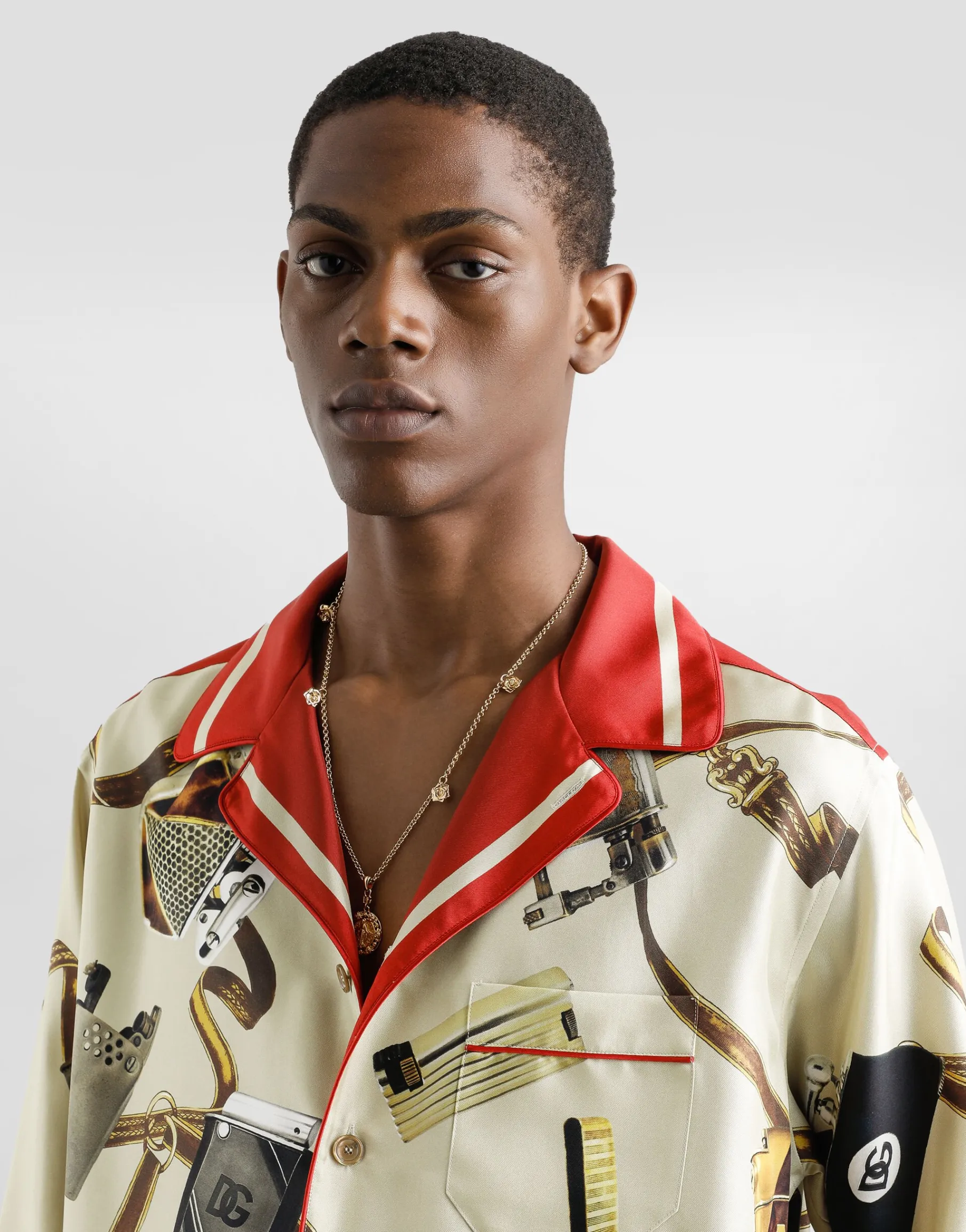 Silk shirt with lighter print