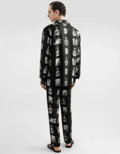 Silk shirt with liquor print