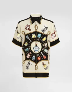 Silk shirt with perfume print