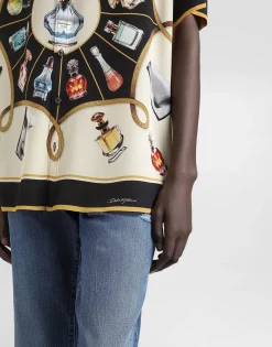 Silk shirt with perfume print