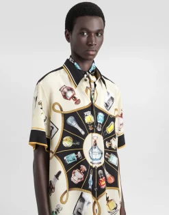 Silk shirt with perfume print