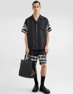 Silk shorts with bandanna-print details