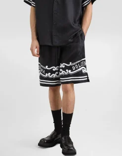 Silk shorts with bandanna-print details