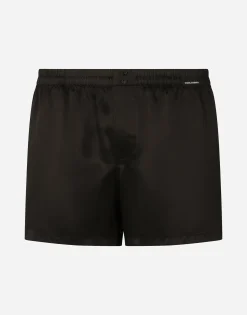 Silk shorts with logo label