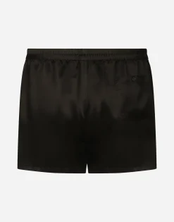 Silk shorts with logo label
