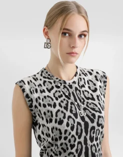 Silk tank top with leopard print