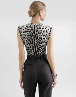 Silk tank top with leopard print