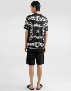 Silk T-shirt with bandanna print