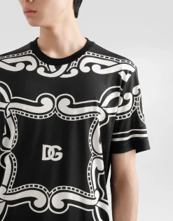 Silk T-shirt with bandanna print