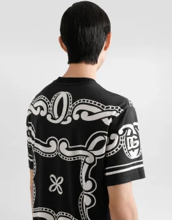 Silk T-shirt with bandanna print