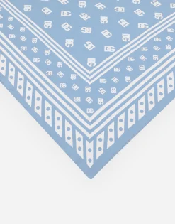 Silk twill foulard with all-over DG logo print (90x90)