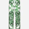 Silk twill jogging pants with majolica print
