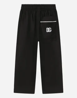 Silk twill pajama pants with DG embroidery