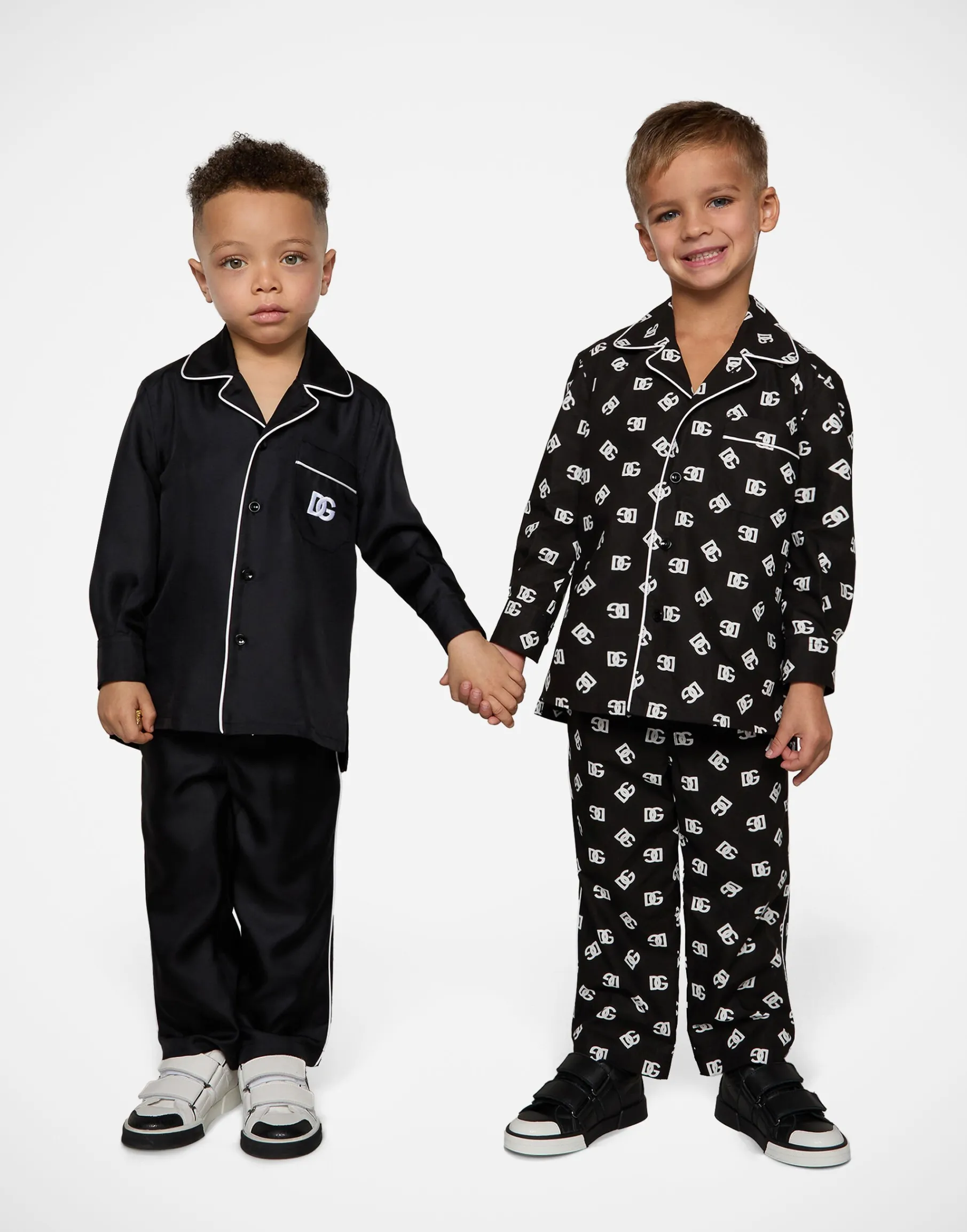 Silk twill pajama pants with DG embroidery