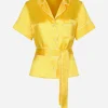 Silk twill pajama shirt with belt