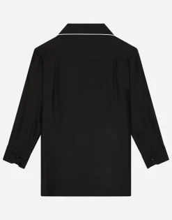 Silk twill pajama shirt with DG embroidery