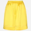 Silk twill pajama shorts with majolica print