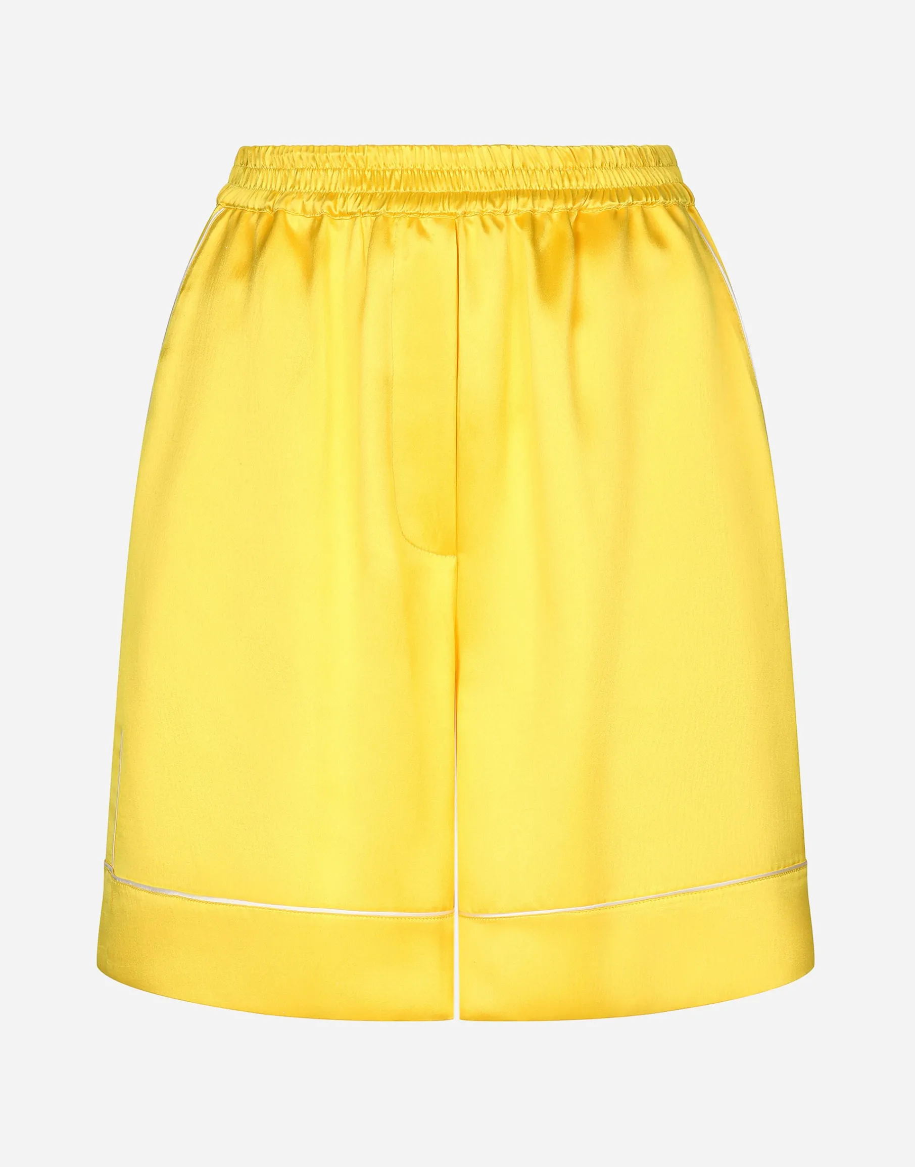 Silk twill pajama shorts with majolica print