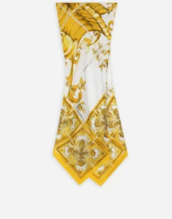 Silk twill scarf with majolica print