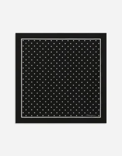 Silk twill scarf with polka-dot print (50x50)