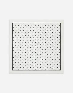 Silk twill scarf with polka-dot print (50x50)