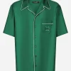 Silk twill shirt with DG embroidery