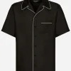 Silk twill shirt with DG embroidery