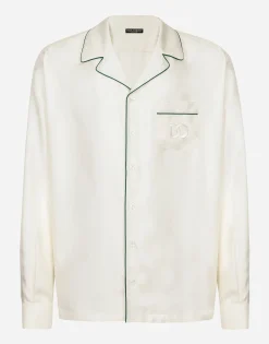 Silk twill shirt with DG embroidery