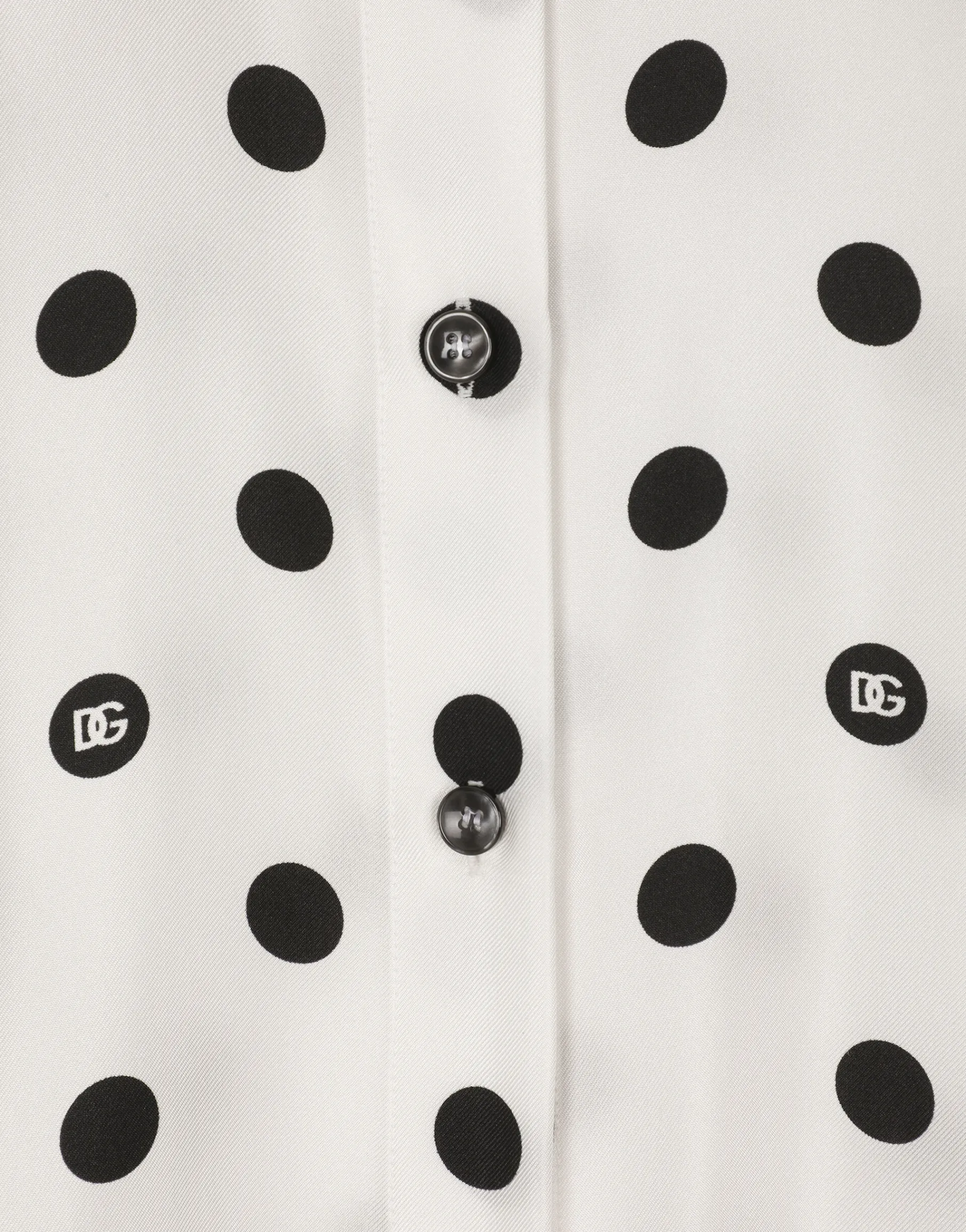 Silk twill shirt with polka-dot print