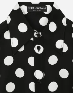 Silk twill shirt with polka-dot print