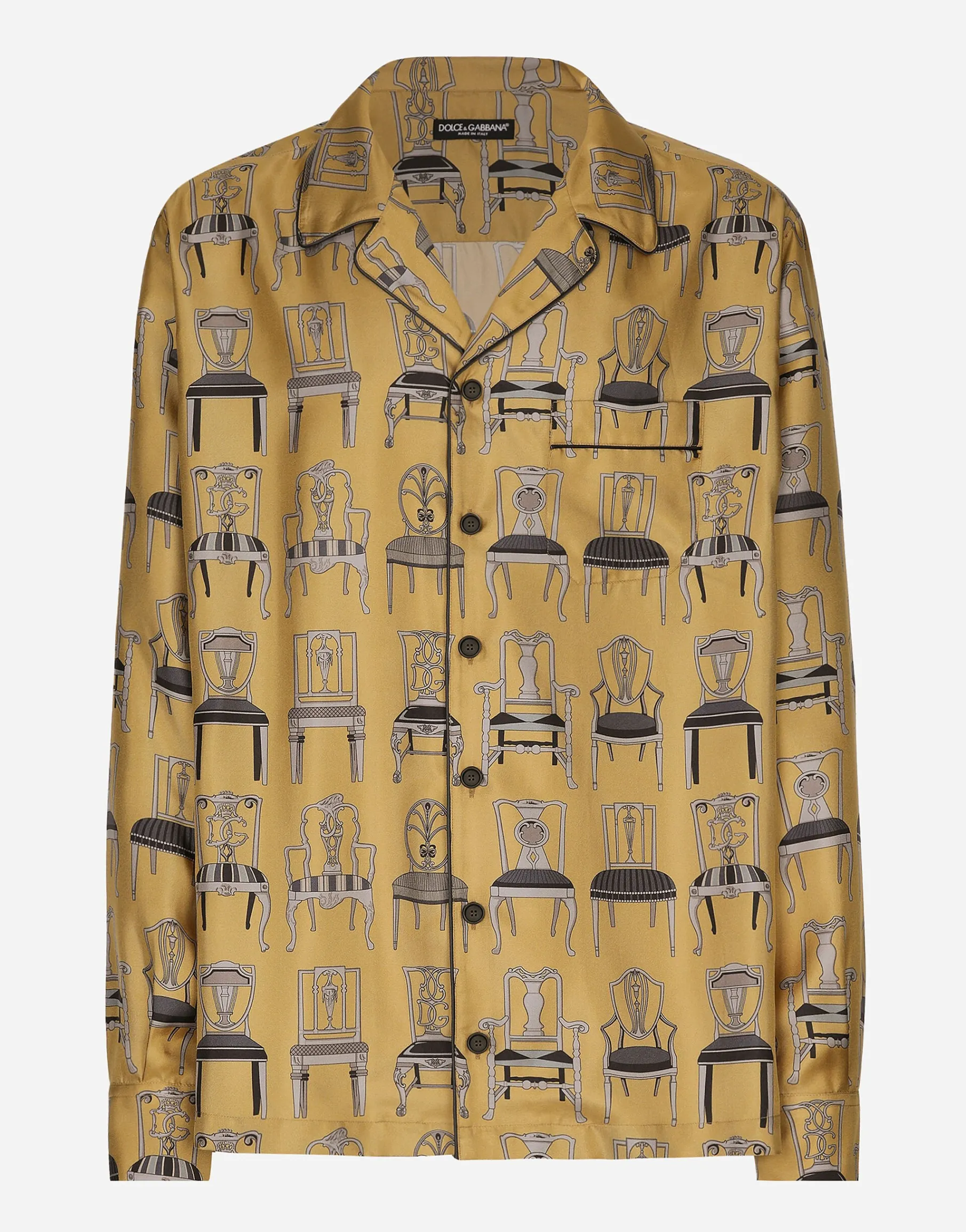 Silk twill shirt with seat print