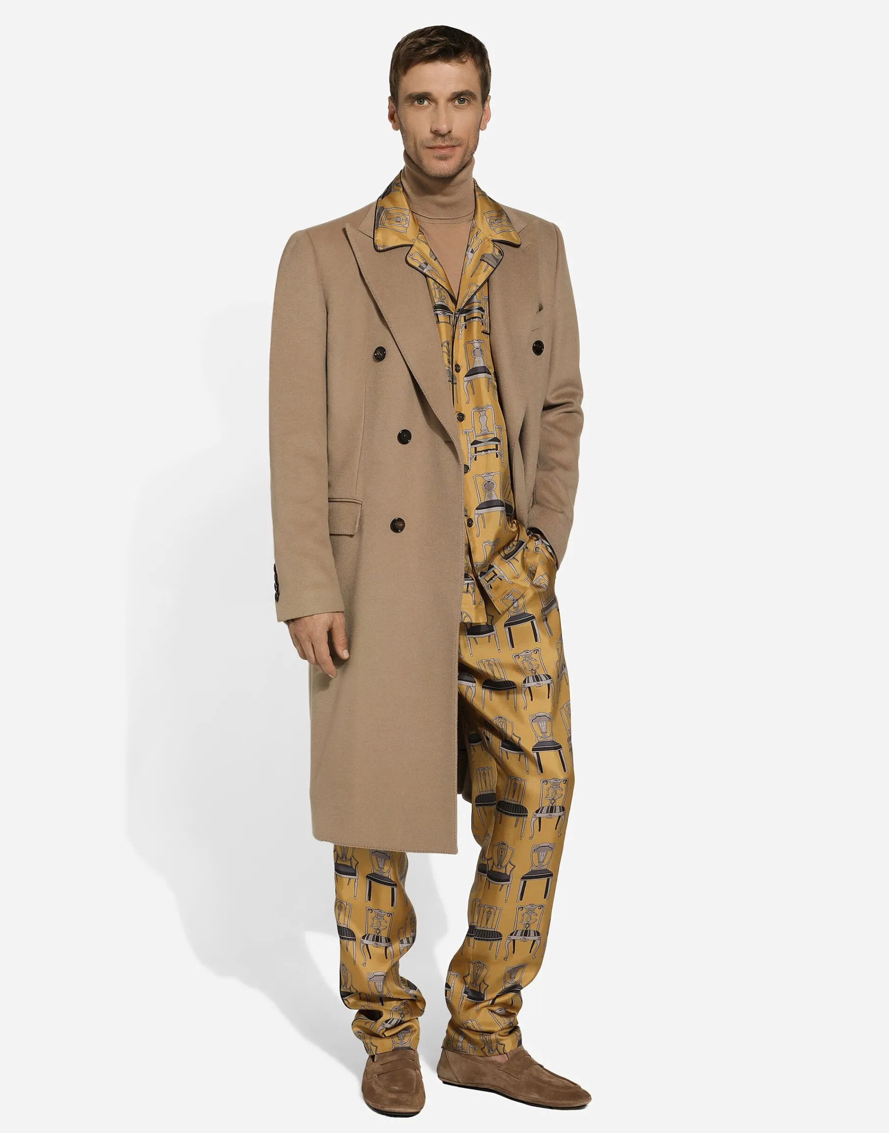 Silk twill shirt with seat print
