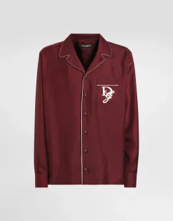 Silk vanity shirt with logo embroidery