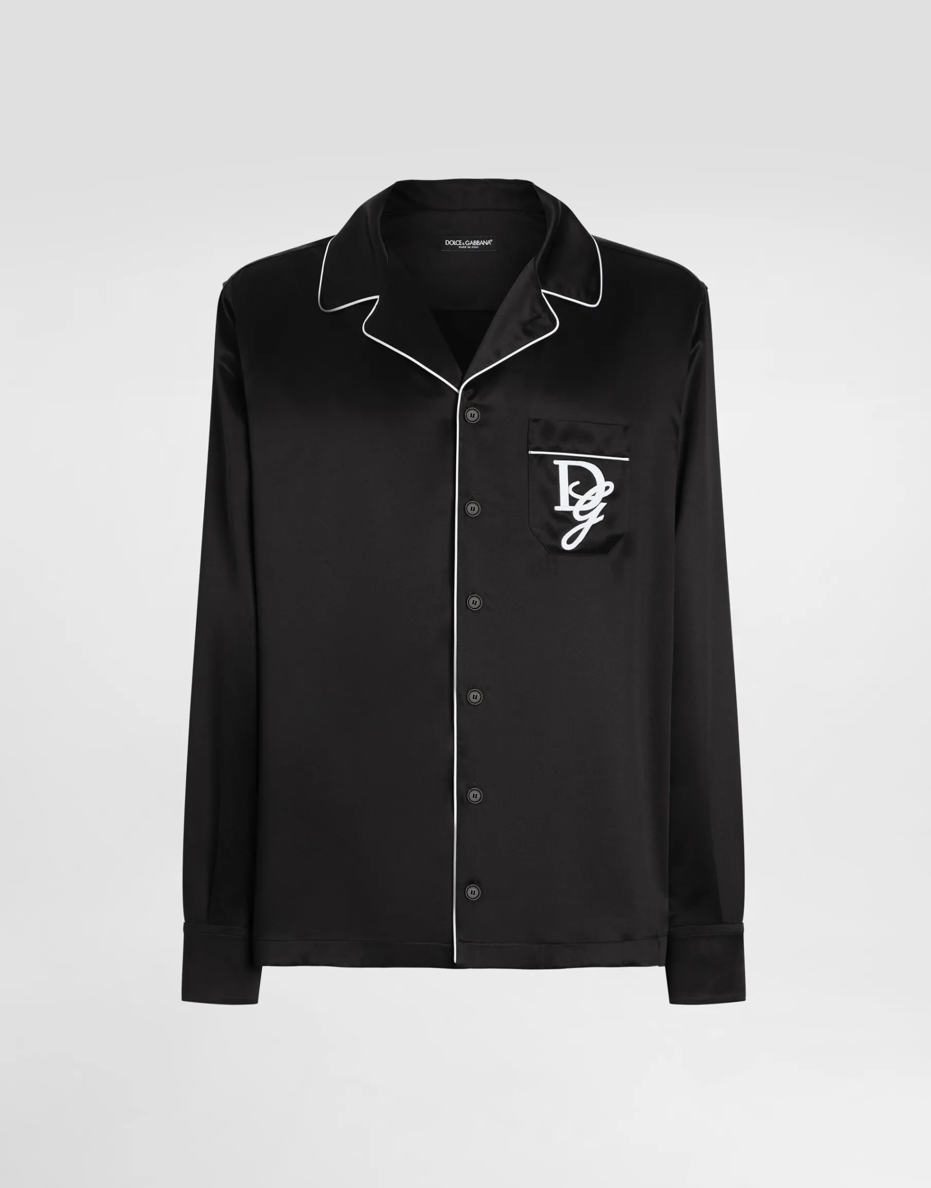 Silk vanity shirt with logo embroidery