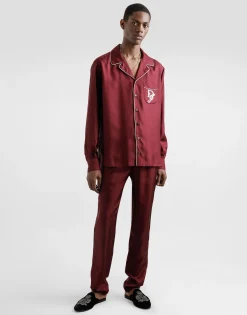 Silk vanity shirt with logo embroidery