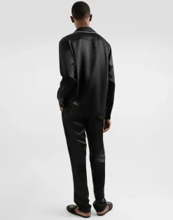 Silk vanity shirt with logo embroidery