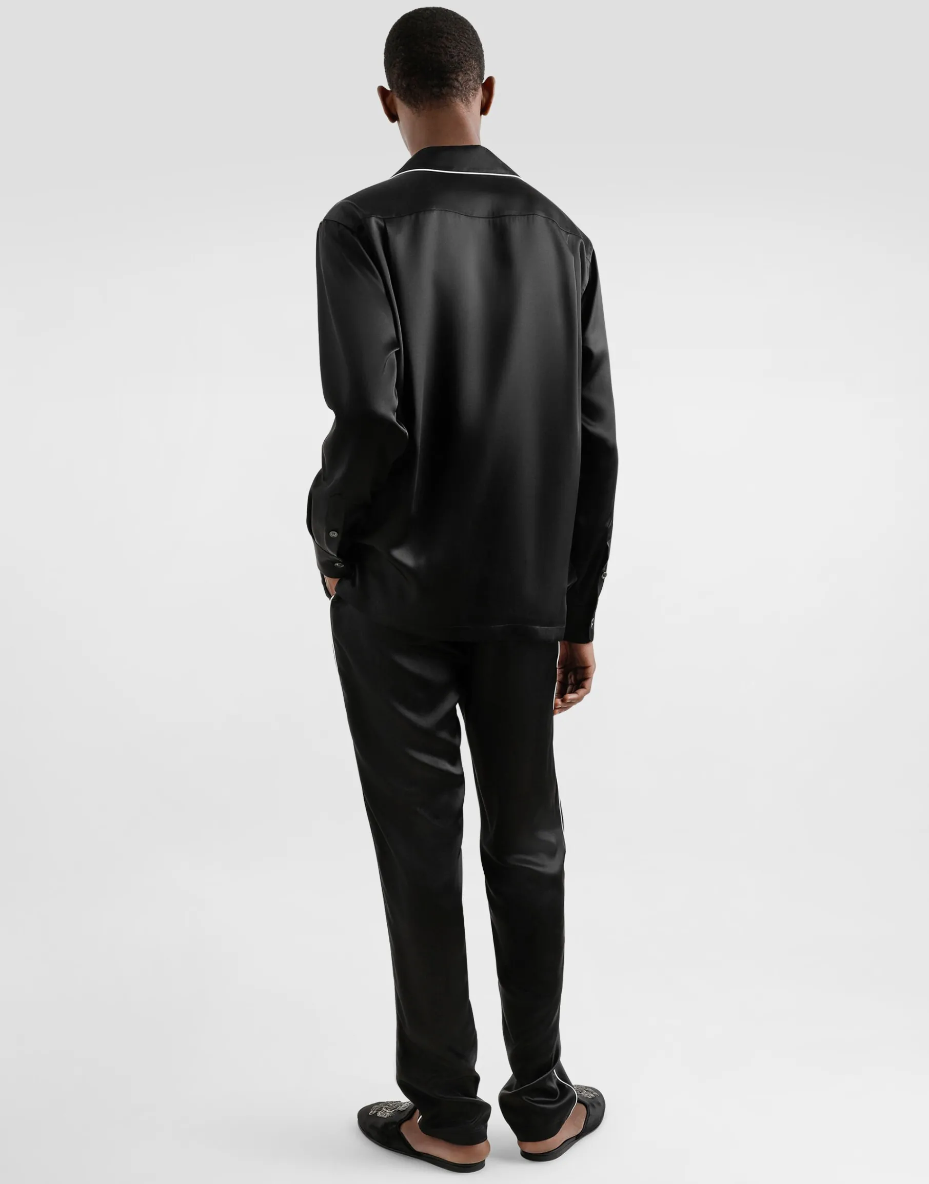 Silk vanity shirt with logo embroidery