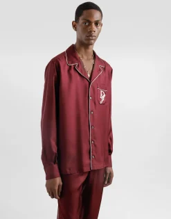 Silk vanity shirt with logo embroidery
